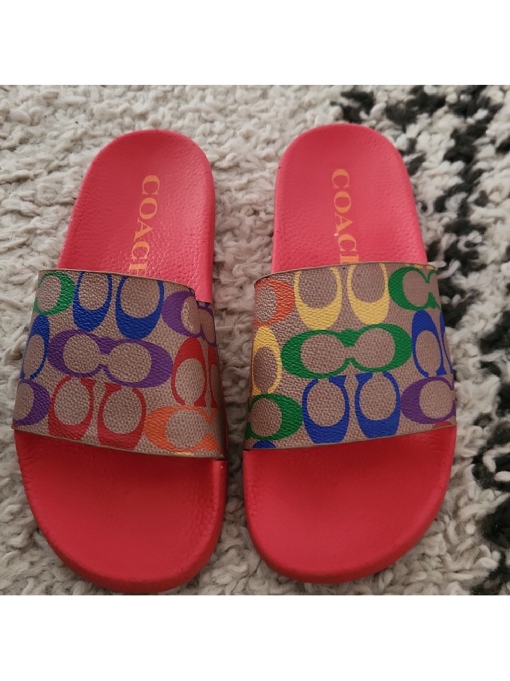 Coach Rainbow Logo Pool Slide Sandals